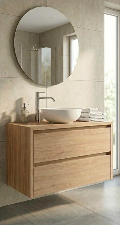Massief Eiken Badkamermeubel Levanger | Zwevend Design | 60-120 cm & Maatwerk