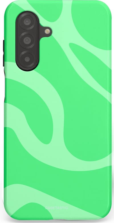 Casetastic hoesje geschikt voor Samsung Galaxy A26 - Dubbellaagse bescherming - Limoen Groene Vloeiende Golven - Fashion Case - Groen