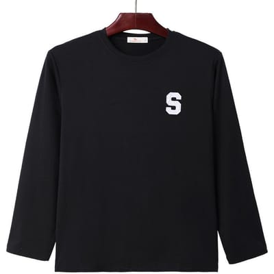 Lente Nieuw Geborduurde T-shirt met Lange Mouwen en Ronde Hals voor Heren, Onderhemd voor Dikke Mannen 7XL