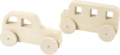Creotime Auto's Hout 12 X 6 Cm Blank 2 Stuks