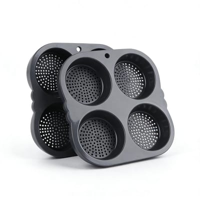 Allecto - Mini Burger Roll Mould - Siliconen Bakvorm voor Hamburger Bollen - 4 Cup Formaat - Bakaccessoires - Ideaal voor BBQ - Geschikt voor Thuis..