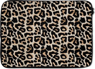 Laptophoes - 14 inch - Dierenprint - Panter - Zwart - Luxe - Bruin - Laptop sleeve