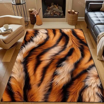 Tapijt met tijgerveltextuurprint voor slaapkamer, woonkamer, bedzijde, bank, vloermat, moderne huisdecoratie, vloerkleed, groot formaat 40x60cm (16x24in)