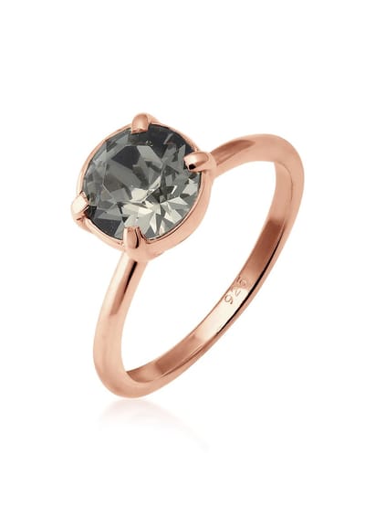 Elli - Ring - Dames Eenzaam Elegant met Kristallen donkerrood in 925 Sterling Zilver Verguld - Dames