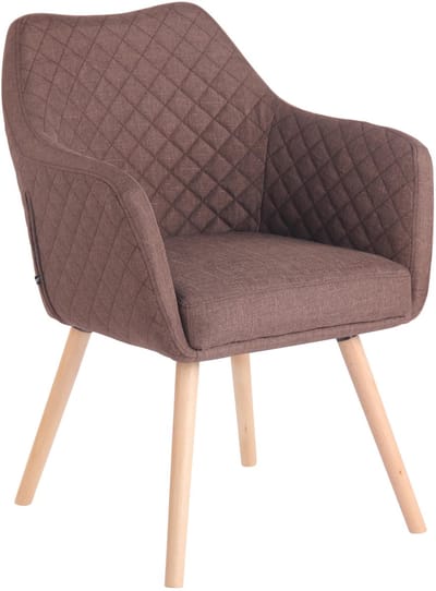 CLP Gent Eetkamerstoel met Armleuning - Fauteuil - met houten poten - Moderne Keukenstoel - natura/bruin