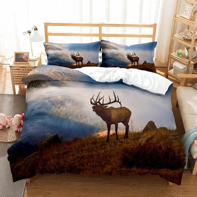 Wildlife Eland Koning Koningin Dekbedovertrek Mooie Hert Hert Beddengoed Set Hert Wilde Dieren Thema Quiltovertrek Polyester Dekbedovertrek 200x230cm 3pcs