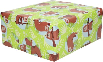 1x Rollen Inpakpapier/cadeaupapier groen met luiaard print 200 x 70 cm rol - Cadeauverpakking kadopapier