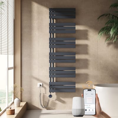 EMKE Elektrische Handdoekradiator - Slimme Bediening - APP Week Timer - 160x50cm - 1000W - Mat Antraciet