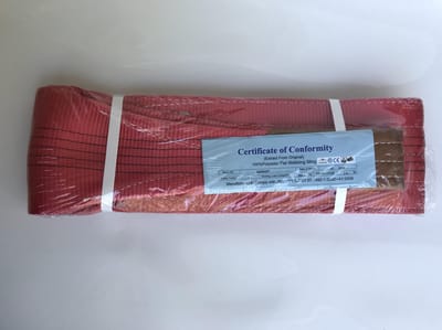 1 stuks polyester hijsband. Maximale belasting: 5 ton. Lengte: 2 meter. Kleur: Rood.