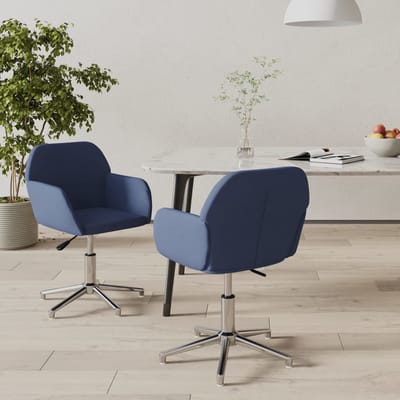 vidaXL - Eetkamerstoelen - 2 - st - draaibaar - stof - blauw