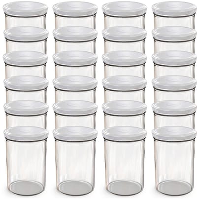 Oputec 24x 440ml inmaakpotten / voorraadpotten TO Ø 82 mm – glazen jampotten – metalen schroefdeksel wit – conservenpotten