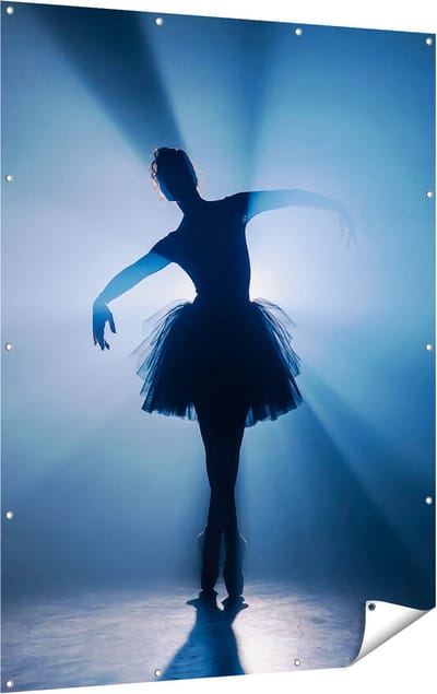 Gards Tuinposter Ballerina Silhouet - Ballet - 120x160 cm - Tuindoek - Tuindecoratie - Wanddecoratie buiten - Tuinschilderij