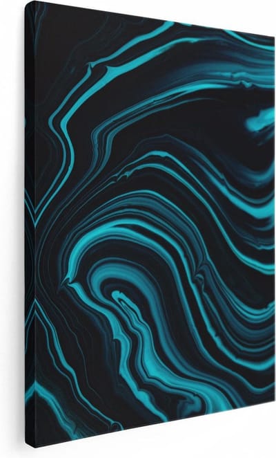 Artaza Canvas Schilderij Marmer Turquoise - 30x40 cm - Klein - Abstracte Wanddecoratie - Muurdecoratie Woonkamer - Kamer Accessoires