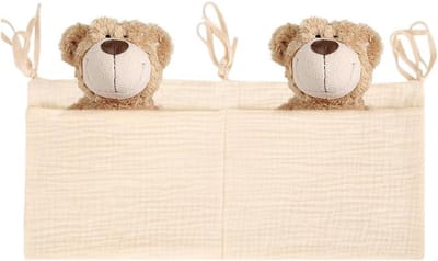 Babybed Organizer - Bedtas Luiertas - Babykamer Organiseren - Dubbele Zakken - 38 cm x 18 cm - Beige