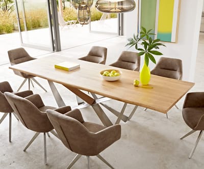 Eetkamertafel Edge eiken natuur 260x100x2,5-3 Spider staal roestvrij staal Live-Edge
