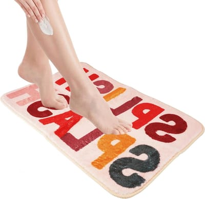 Kleurige en zachte antislip badmat van TPR, 40x60cm, leuk alfabet ontwerp, waterabsorberend en machinewasbaar, ideaal voor badkamer en balkon