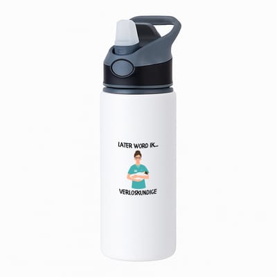 Hacebo® - Later word ik verloskundige waterfles met rietje zwart - Verloskundige - Kraamverzorgster - Kraamzorg - zorgverlener - water fles - 650ML