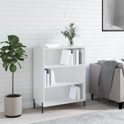 vidaXL - Schappenkast - 69,5x32,5x90 - cm - bewerkt - hout - hoogglans - wit