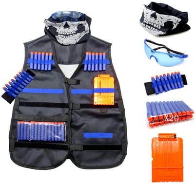ECTEATOY® Kinder Tactisch Vest Set - commando speelset voor kinderen - Speelgoedpistool Accessoires Kit met Veiligheidsbril - Masker en 20 Foam Darts