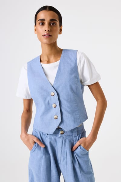 GARCIA Dames Effen Jack Blauw Sleeveless