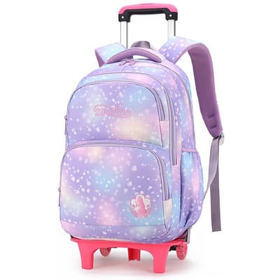 Kinderrugzak met Wielen Schooltassen voor Meisjes Trolleytas Schattige prinses Schooltas Roltassen Rugzak Kinder BOEKENRUGZAKKEN