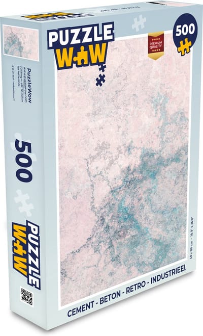 Puzzel Cement - Beton print - Retro - Industrieel - Wit - Blauw - Legpuzzel - Puzzel 500 stukjes