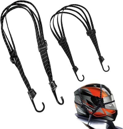 Verstelbare elastische bagagestraps set van 2 - 120 cm en 90 cm - Zwart met reflectie - Perfect voor motor, koffer en outdoor gebruik