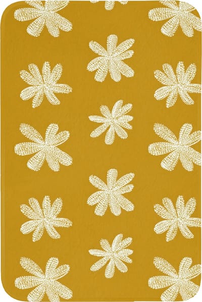 Badmat 60x90 cm - Antislip - Bloem - Speels - Okergeel - Badmatten voor badkamer - Badkamermat - Douchemat - Badkamer mat