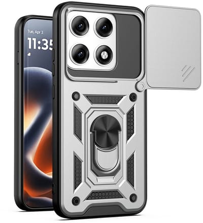 MobyDefend Hoesje - Geschikt voor Motorola Edge 70 Pro - Pantsercase Met Draaibare Ring - Zilvergrijs