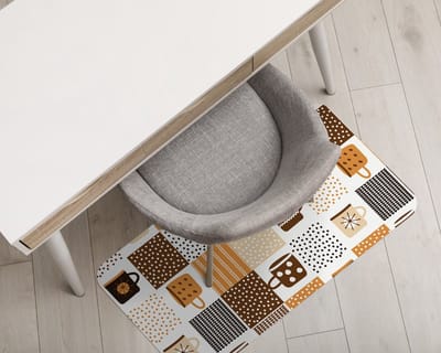 Coloray Vloerbeschermer - Mokken Keramiek Servies Vloerbeschermer Bureaustoel - 100x70 cm - Veelkleurig Bureaustoelmat - Vloerbeschermer Vinyl - Mótif Vloerbeschermer - Rechthoekige Mat - Etnische Thema