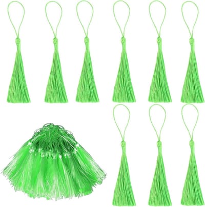 Handgemaakte Groene Tassels, Zachte Zijde, 100 Stuks voor Boekenleggers, Souvenirs en DIY Projecten