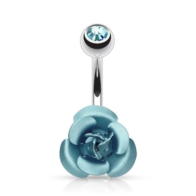 Navelpiercing metalen roos - blauw - LMPiercings