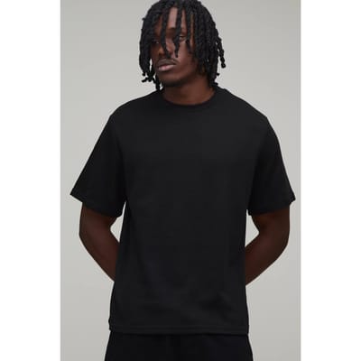 Lang Essentieel Regular Wafel T-shirt | Black | Size Small