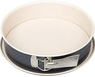 Famanu – Ronde bakvorm Ø 26 cm metalen bakvorm met lekbescherming en keramisch versterkte ILAG anti-aanbaklaag, ideaal voor gelijkmatig bakken van taarten en desserts, crème antraciet design