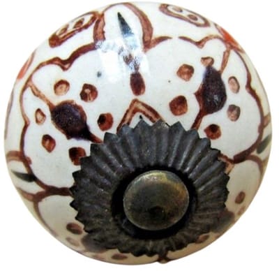 Patterned Round Ceramic Pumpkin Cabinet Knob 40mm by Ironmongery World