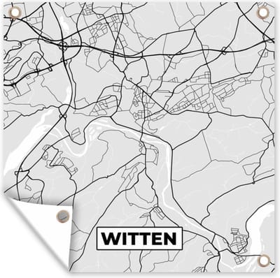 Tuin poster Witten - Kaart - Stadskaart - Duitsland - Plattegrond - 200x200 cm - Tuindoek