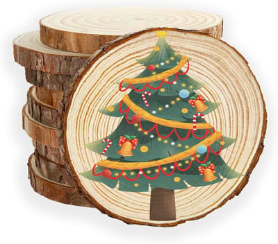 10x Houten Cirkels Onbehandeld - Boomschijven Natuurlijk Grenen 16-18 cm DIY Knutselen