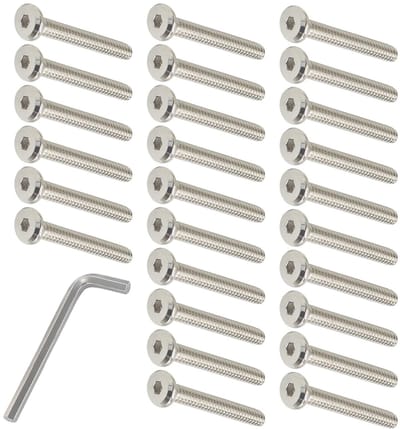 M6 x 40mm Platte Hoofd Schroeven - 50 Stuks Verbindingselementen van Gegalvaniseerd Staal voor Meubels, Kinderbedden en Stoelen