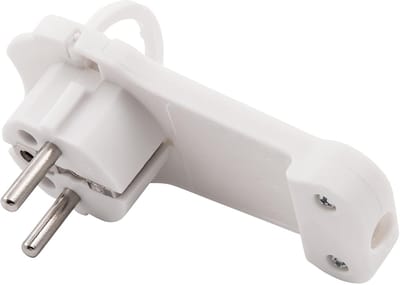 Geaarde Hoekstekker Extra Vlak met Handgreep en Trekontlasting - Wit