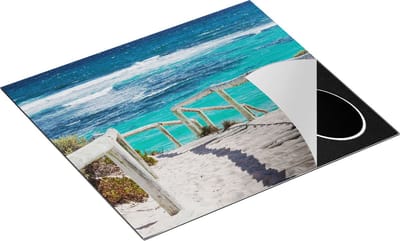 Chefcare Inductie Beschermer Voetpad in Duinen met Ruige Zee - 60x50 cm - Afdekplaat Inductie - Kookplaat Beschermer - Inductie Mat