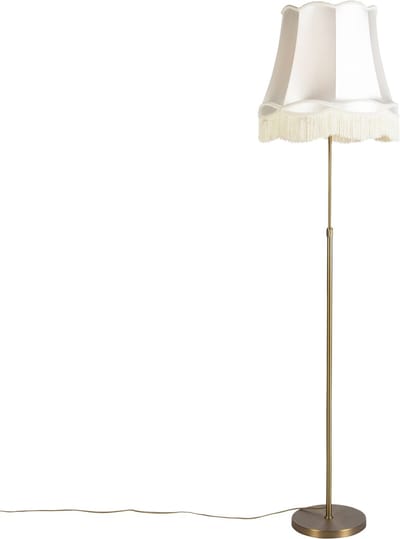 QAZQA parte fl - Landelijke Vloerlamp | Staande Lamp met kap - 1 lichts - H 1800 mm - Crème - Woonkamer | Slaapkamer | Keuken