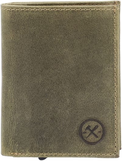 Hide & Stitches Leren Pasjeshouder - Heren Portemonnee - Safety Wallet - Olive Groen