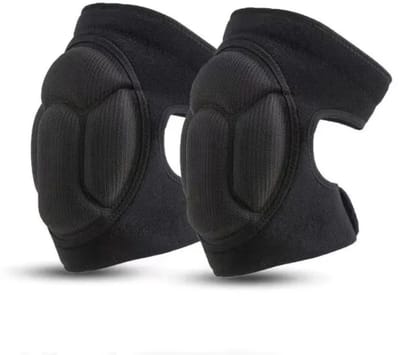 Een paar verdikte kniebeschermers voor gebruik op rolschaatsen, maat L, zwart, antislip en schokbestendig, geschikt voor tuinieren en andere activiteiten - Zwart