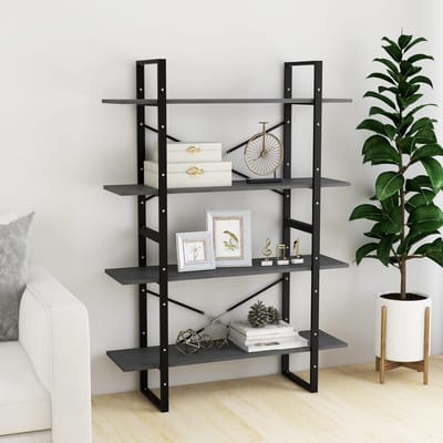 vidaXL - Boekenkast - met - 4 - schappen - 100x30x140 - cm - grenenhout - grijs