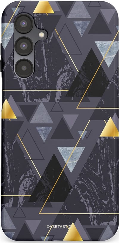 Casetastic hoesje geschikt voor Samsung Galaxy A16 - Dubbellaagse bescherming - Zwart Goudpatroon - Fashion Case - Donkergrijs Grijs