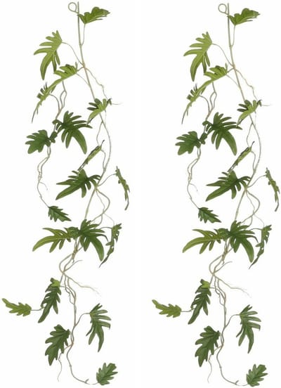 Mica Decoration kunstplant slinger Philodendron Xanadu - 2x - groen - 115 cm - Kamerplant snoer