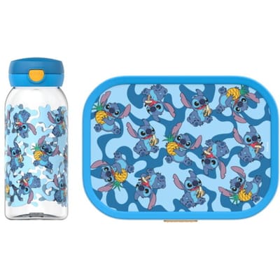 Mepal Lunchset (drinkfles met flipdop & lunchbox) Campus - 600 + 750 ml - Broodtrommel en Drinkbeker voor kinderen - Bento box - Drinkfles met flipdop - Stitch