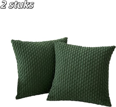 2 stuks - Kussenhoezen - Kerstkussenhoezen - Corduroy - Met ritssluiting - Geschikt voor bank, slaapkamer, woonkamer - 45*45 cm - Olijfgroen