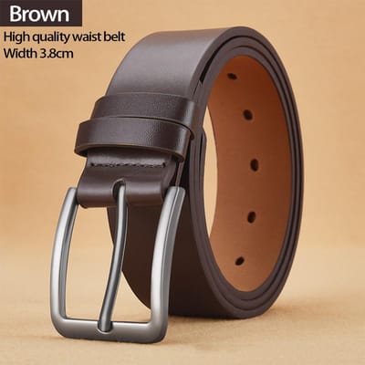 Hoge kwaliteit herenleren riem met gesp voor vrijetijdskleding, Trendy en veelzijdig voor jonge mannen en studenten, Koreaanse stijl bruin
