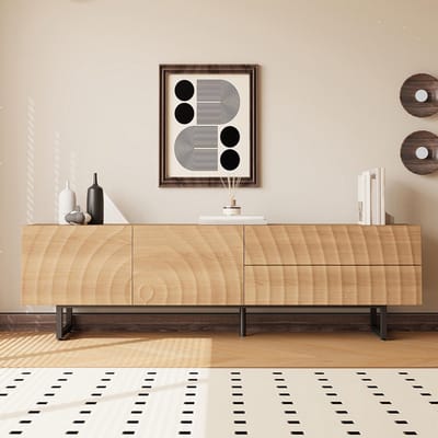 BLACKCOLORS Modern tv-meubel, tv-standaard, tv-paneel, lage tv-standaard. Uniek ontwerp, 3D-textuur. 180 x 38 x 51,5 cm (L x B x H)